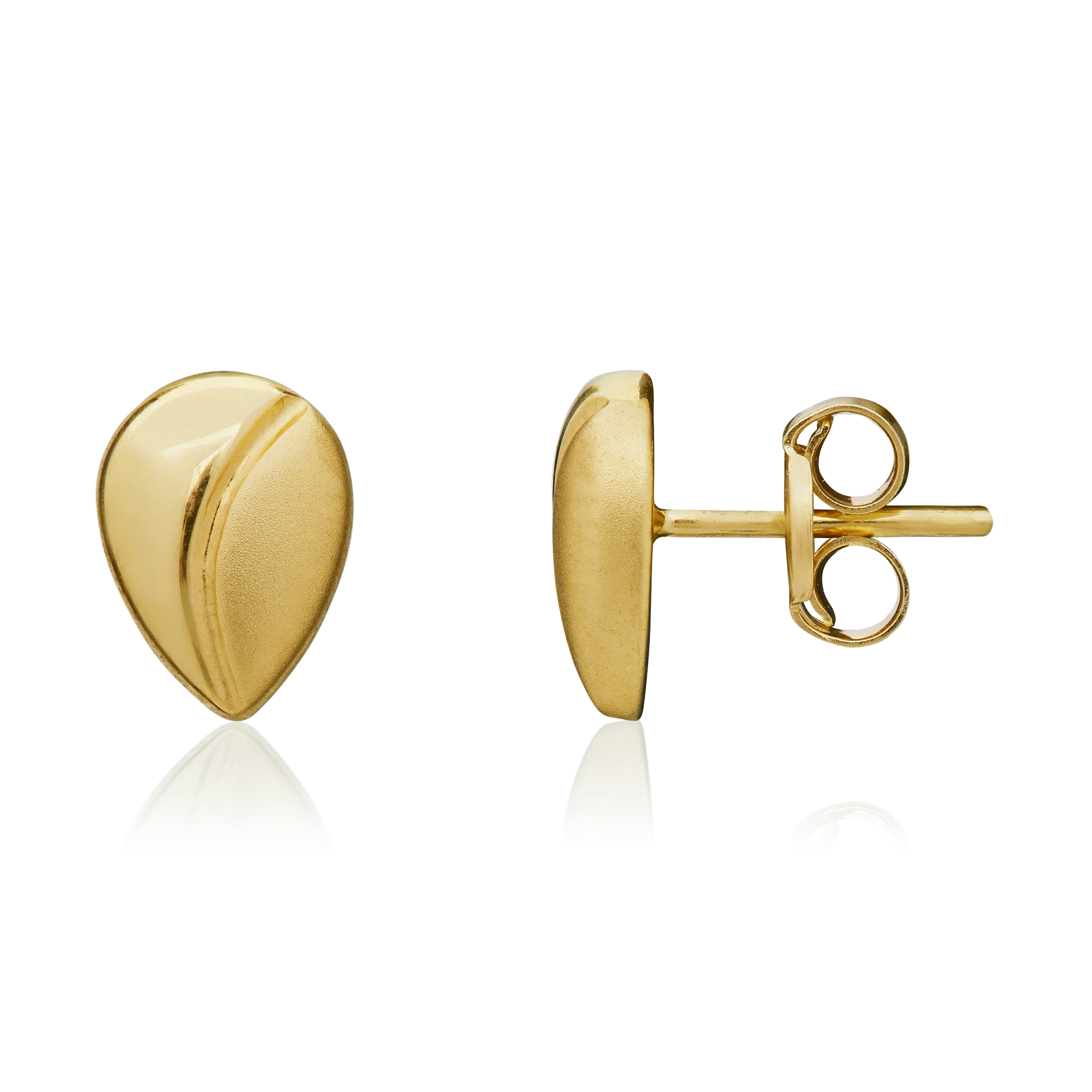 9CT Yellow Gold Polished/Satin Pear Stud Earrings