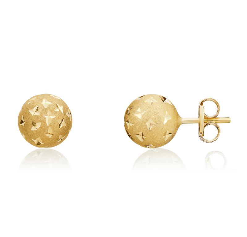 9CT Yellow Gold Star Ball Stud Earrings, 7mm